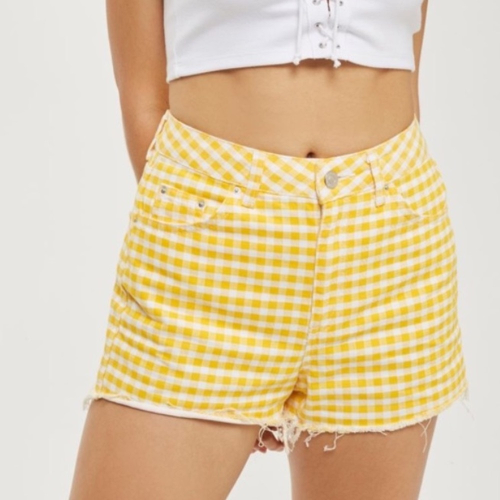 NWOT TopShop Yellow Plaid Shorts